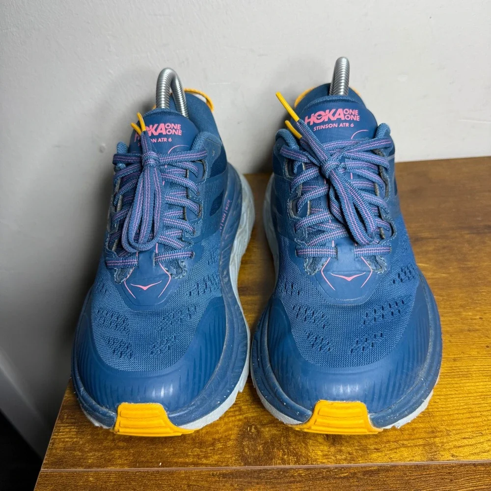 Hoka Stinson ATR 6 Running Shoes Womens Size 7 Blue Pink 1110507 MBSF